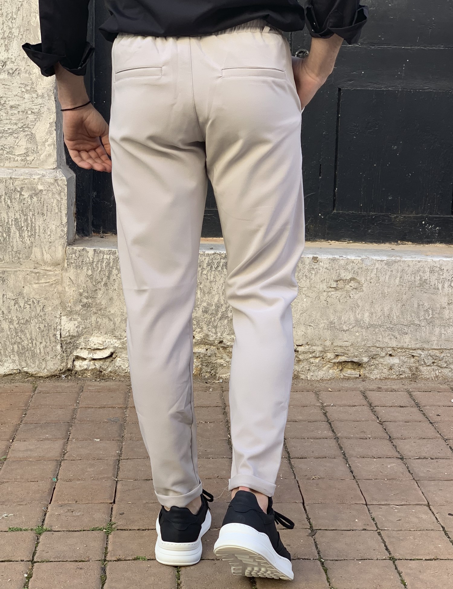 Ανδρικό γκρι υφασμάτινο παντελόνι loose fit PNT6342 φωτογραφία